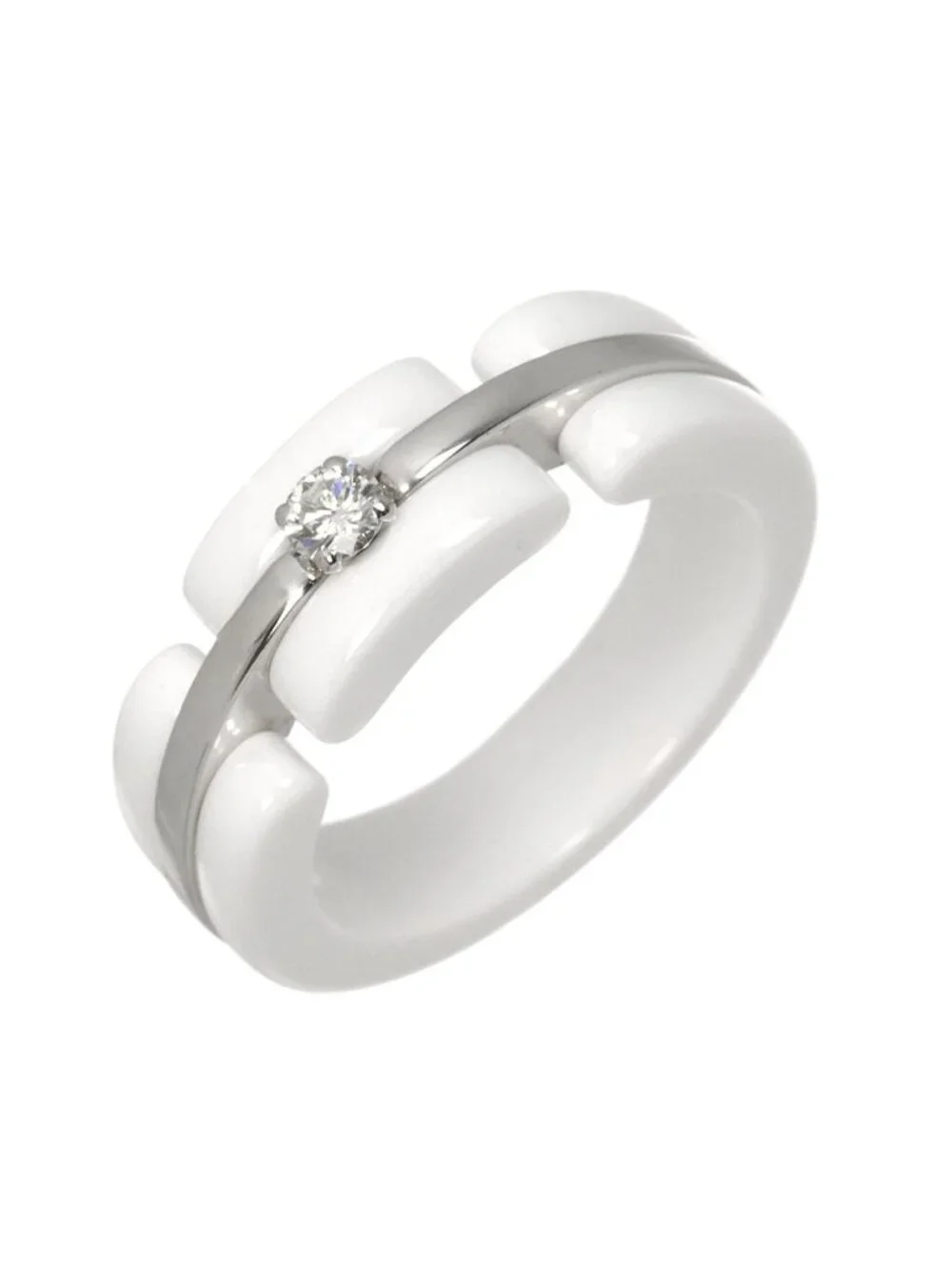 Chanel 53 Ring Diamond 18k WG White Ceramic 750 Ultra